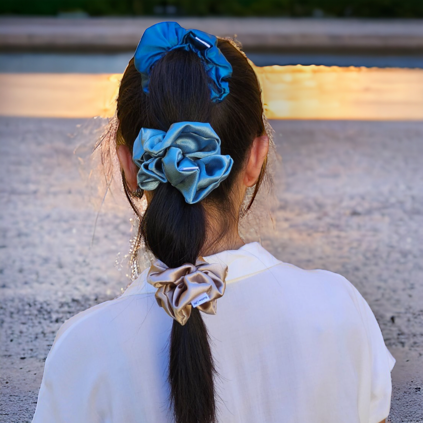 Scrunchie de Cetim Azul céu