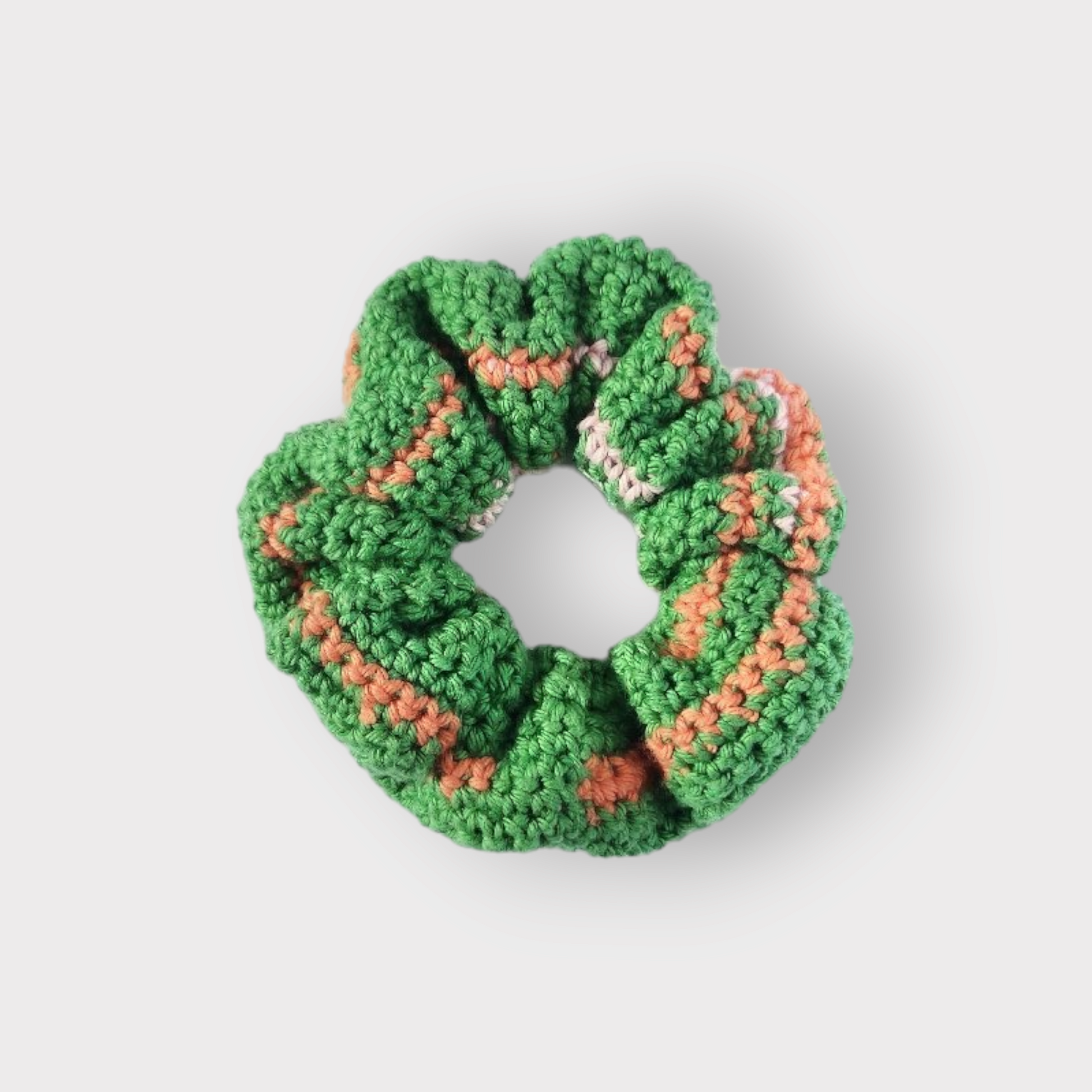 Scrunchie de Crochê Verde e Laranja