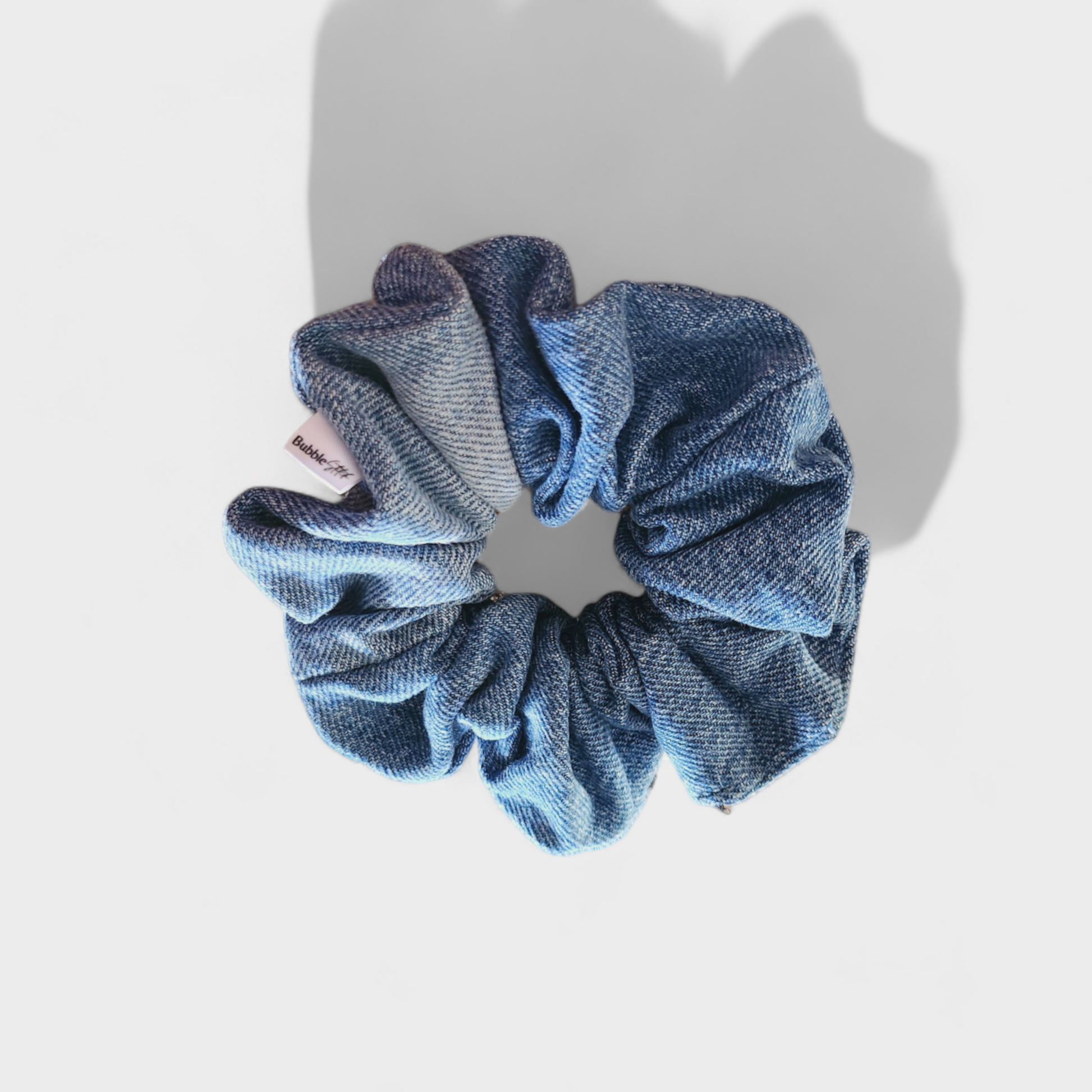 Scrunchie de tecido blue jeans, tamanho XL