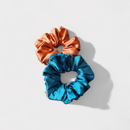 Scrunchie de Cetim cor Blush/Turquesa